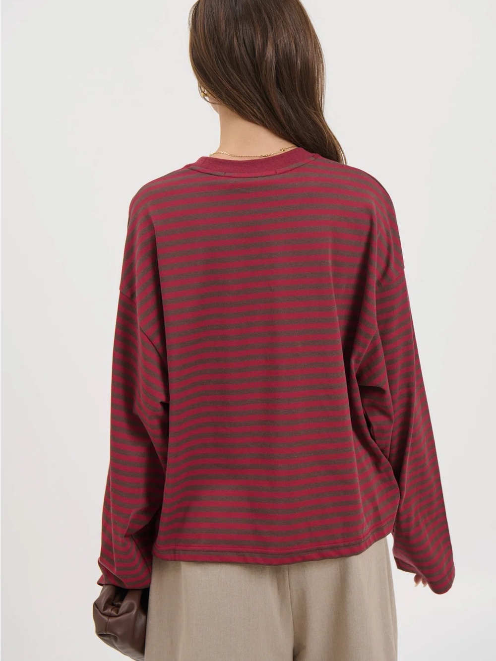 NWOT Bloom Long Sleeve Chocolate Wine Stripe - Picture 4 of 6